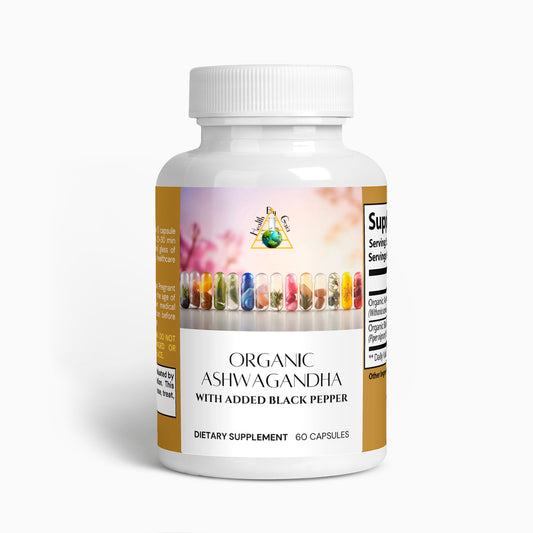 Organic Ashwagandha with Black Pepper - 60 Non-GMO Capsules