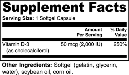 Vitamin D3 2,000IU Softgels