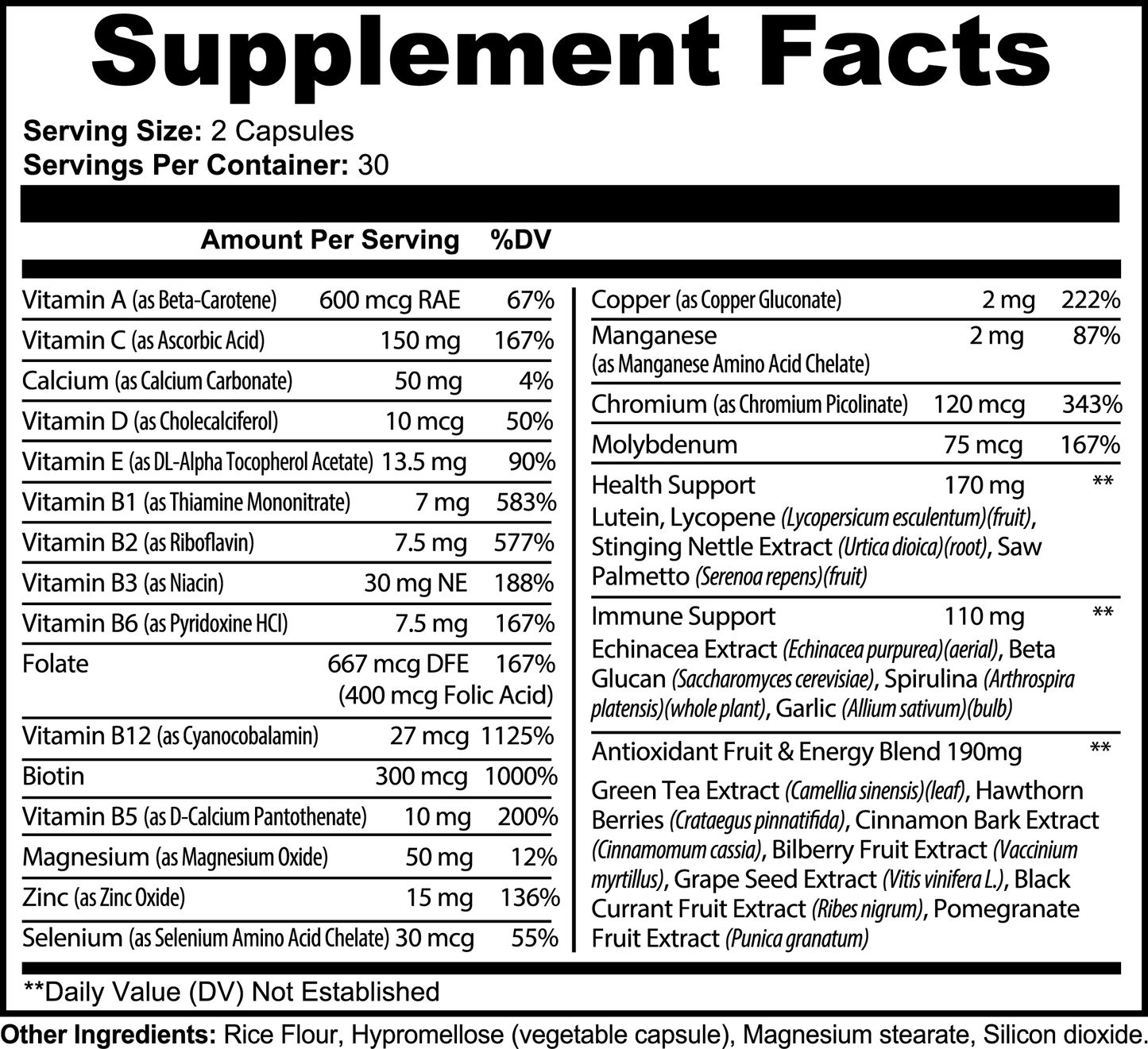 Complete Multi - Multivitamin Compound with Vitamin A, B, C, D, Chromium, Copper and More