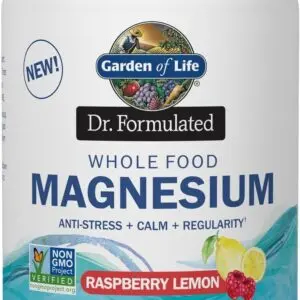 Garden of Life Whole Food Magnesium Powder, 421.5g - Raspberry Lemon, Vegan, Gluten & Sugar Free